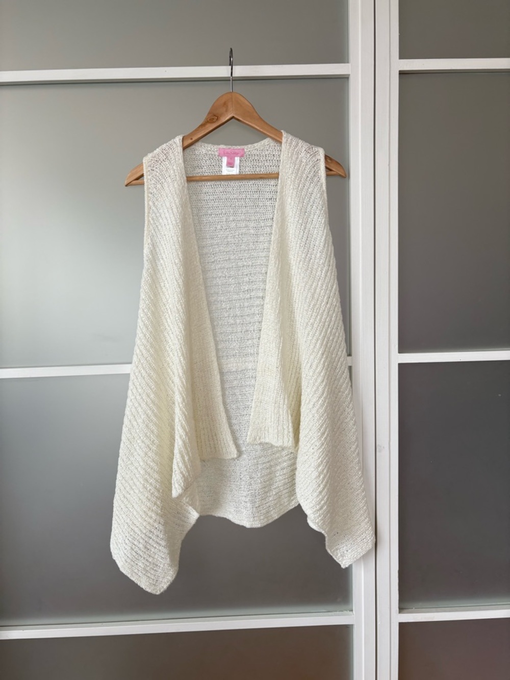 Lilly Pulitzer Cream Open-Front Knit Poncho Cardigan